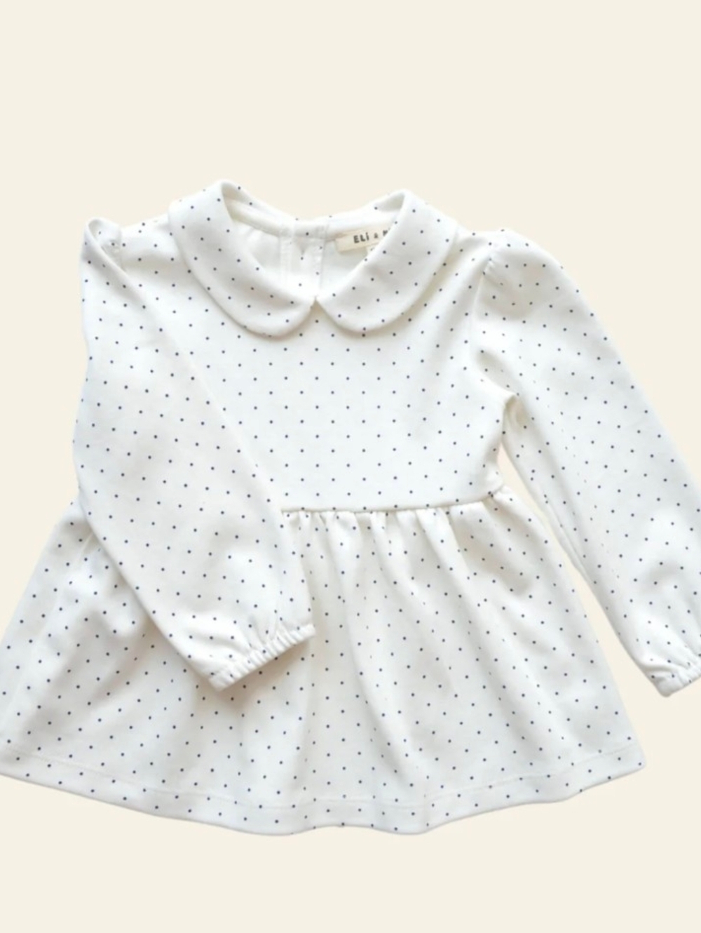 Eli & Nev White Long-Sleeve Polka Dot Peter Pan Collar Dress for Kids